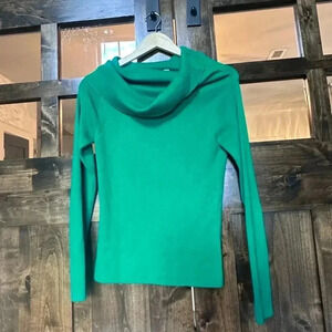 Anthropologie Green Cowl Neck Sweater